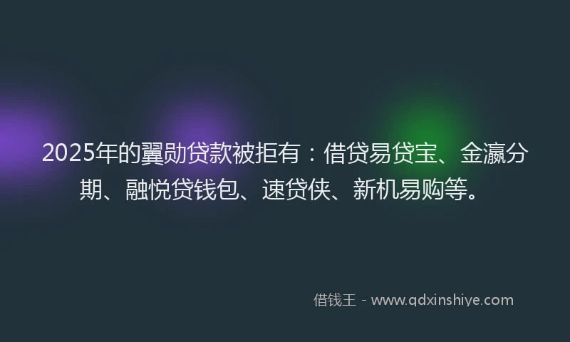 2025年的翼勋贷款被拒有：借贷易贷宝、金瀛分期、融悦贷钱包、速贷侠、新机易购等。