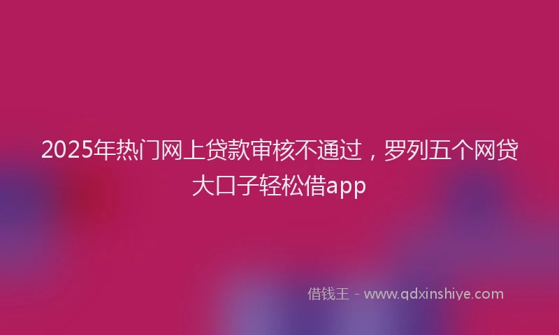 2025年热门网上贷款审核不通过，罗列五个网贷大口子轻松借app