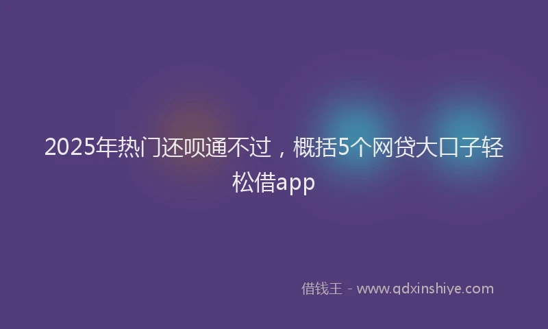 2025年热门还呗通不过，概括5个网贷大口子轻松借app