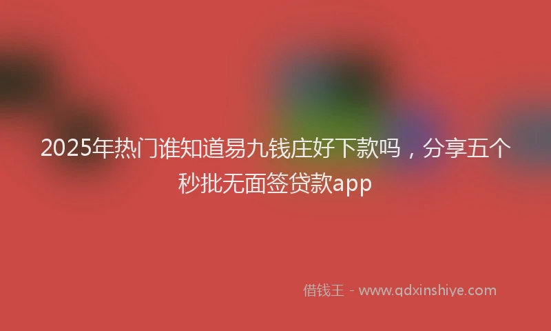 2025年热门谁知道易九钱庄好下款吗，分享五个秒批无面签贷款app