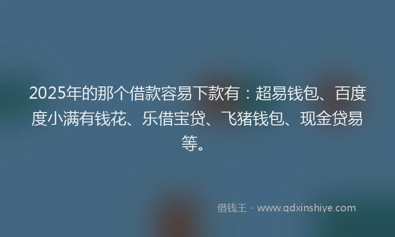 2025年的那个借款容易下款有：超易钱包、百度度小满有钱花、乐借宝贷、飞猪钱包、现金贷易等。
