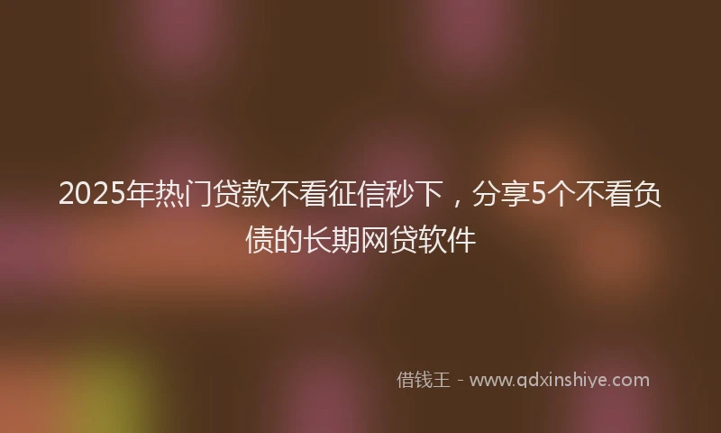 2025年热门贷款不看征信秒下，分享5个不看负债的长期网贷软件