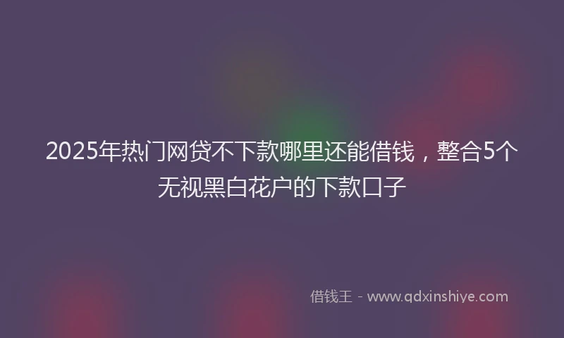 2025年热门网贷不下款哪里还能借钱，整合5个无视黑白花户的下款口子
