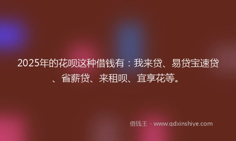 2025年的花呗这种借钱有：我来贷、易贷宝速贷、省薪贷、来租呗、宜享花等。