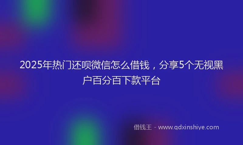 2025年热门还呗微信怎么借钱，分享5个无视黑户百分百下款平台