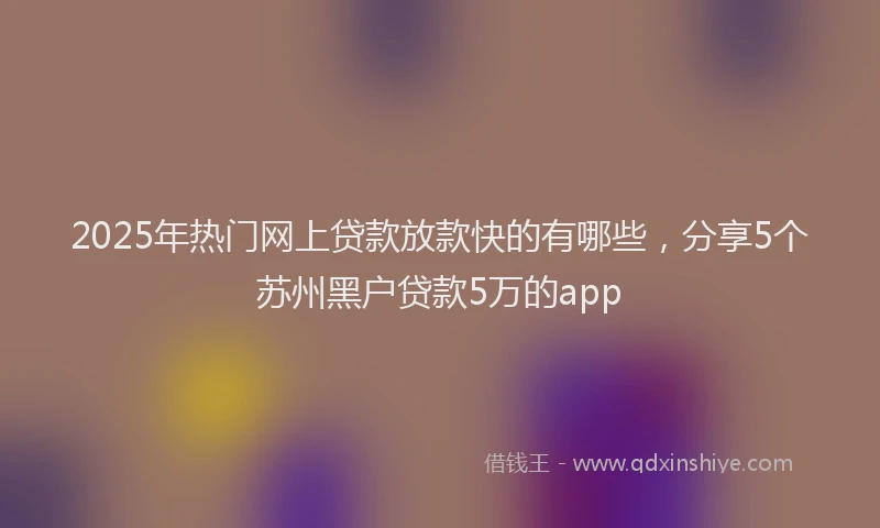 2025年热门网上贷款放款快的有哪些，分享5个苏州黑户贷款5万的app