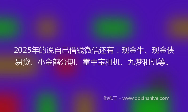 2025年的说自己借钱微信还有：现金牛、现金侠易贷、小金鹤分期、掌中宝租机、九梦租机等。