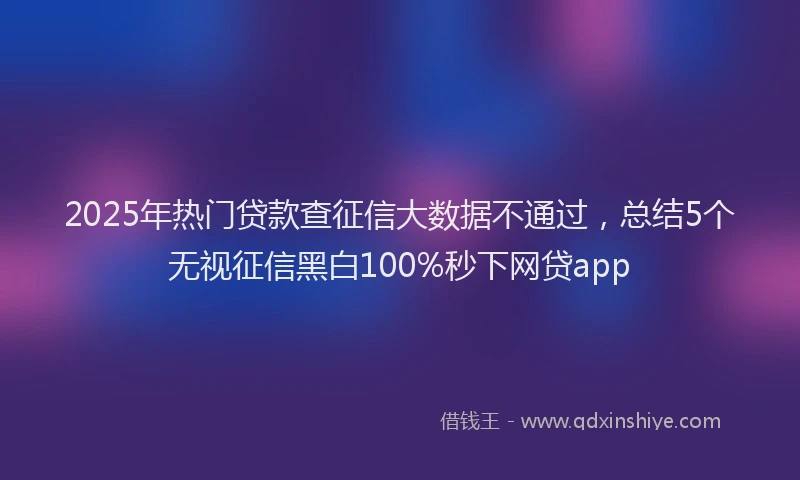 2025年热门贷款查征信大数据不通过，总结5个无视征信黑白100%秒下网贷app