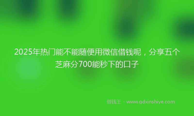 2025年热门能不能随便用微信借钱呢，分享五个芝麻分700能秒下的口子