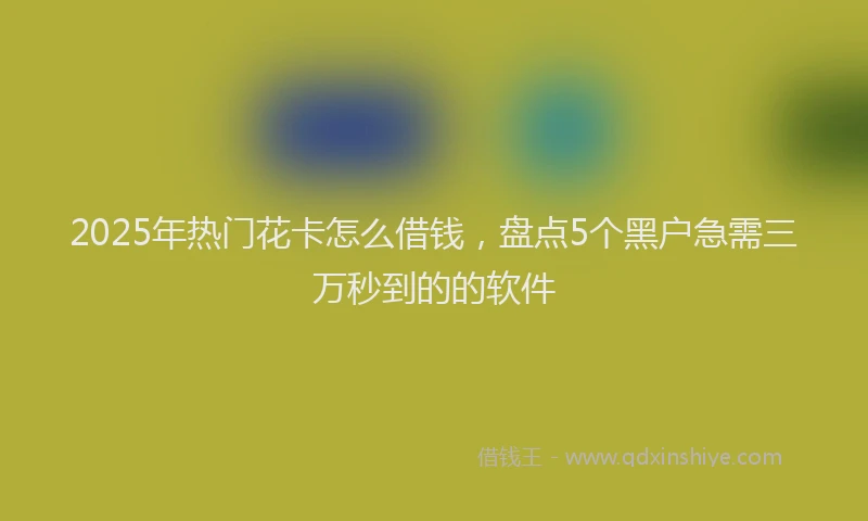 2025年热门花卡怎么借钱，盘点5个黑户急需三万秒到的的软件