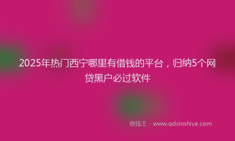 2025年热门西宁哪里有借钱的平台，归纳5个网贷黑户必过软件