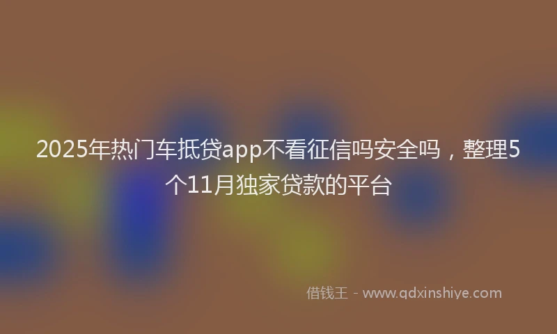 2025年热门车抵贷app不看征信吗安全吗，整理5个11月独家贷款的平台