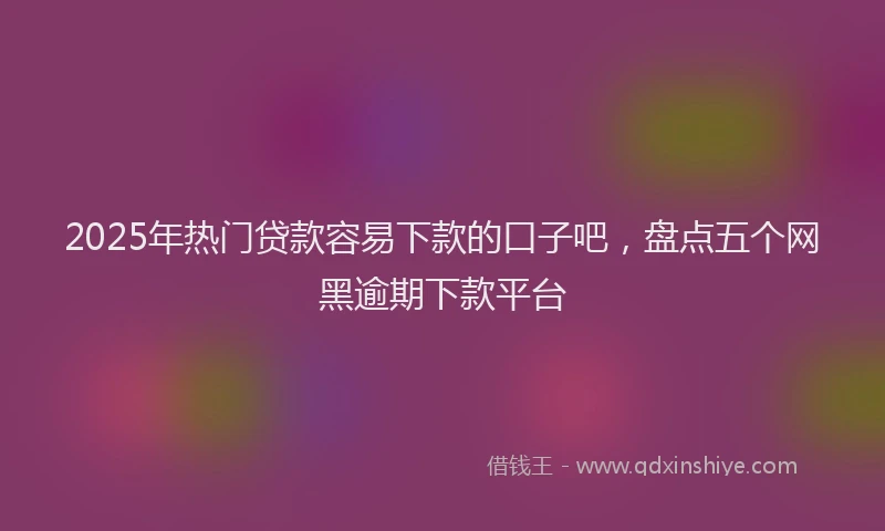 2025年热门贷款容易下款的口子吧，盘点五个网黑逾期下款平台