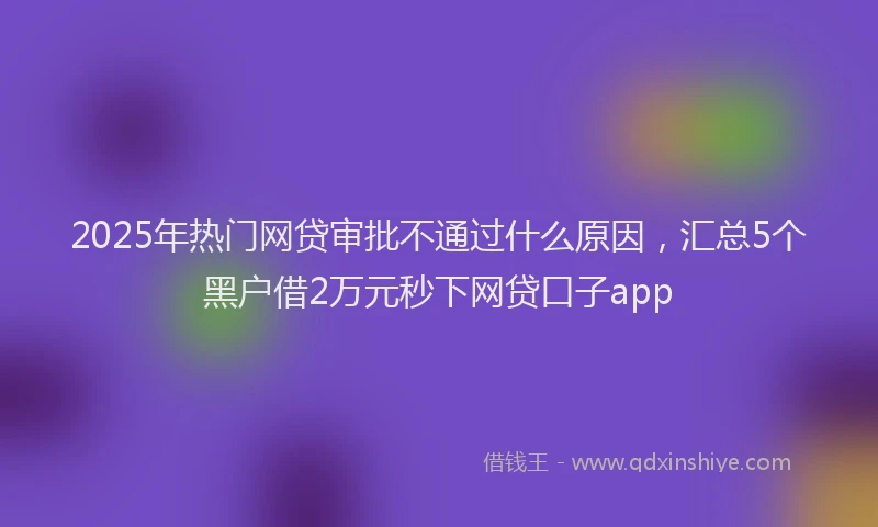 2025年热门网贷审批不通过什么原因，汇总5个黑户借2万元秒下网贷口子app