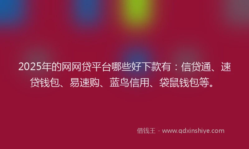 2025年的网网贷平台哪些好下款有：信贷通、速贷钱包、易速购、蓝鸟信用、袋鼠钱包等。