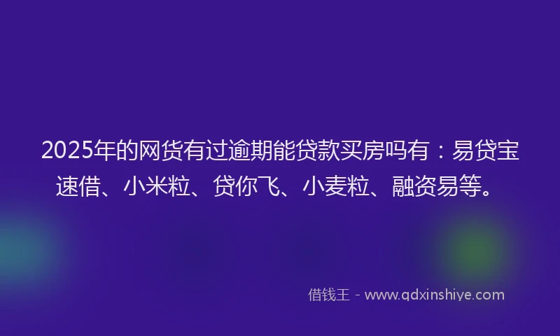 2025年的网货有过逾期能贷款买房吗有：易贷宝速借、小米粒、贷你飞、小麦粒、融资易等。