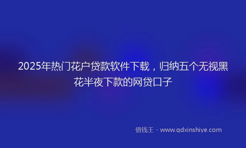 2025年热门花户贷款软件下载，归纳五个无视黑花半夜下款的网贷口子