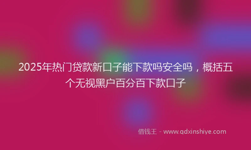 2025年热门贷款新口子能下款吗安全吗，概括五个无视黑户百分百下款口子