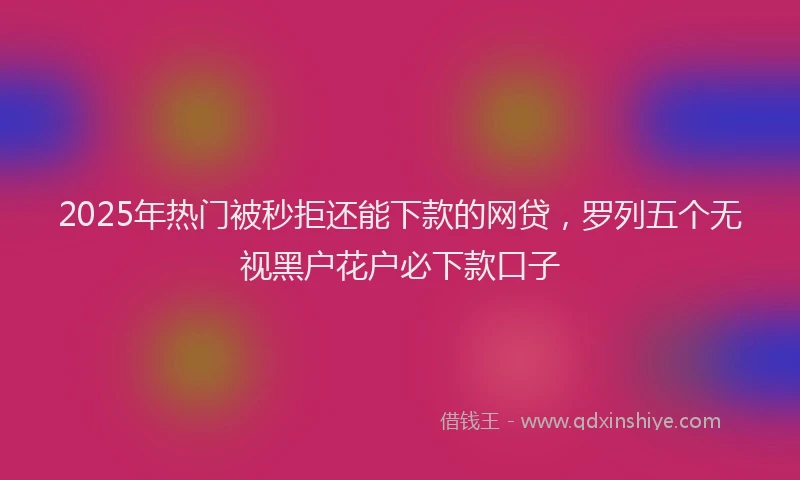 2025年热门被秒拒还能下款的网贷，罗列五个无视黑户花户必下款口子