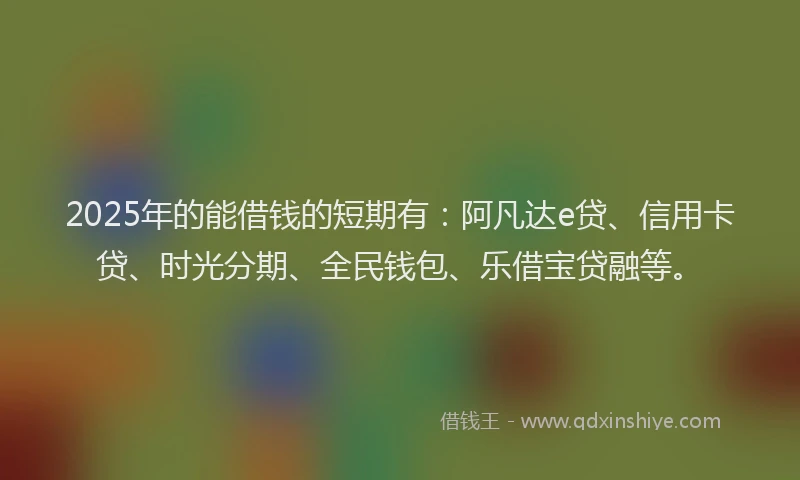 2025年的能借钱的短期有：阿凡达e贷、信用卡贷、时光分期、全民钱包、乐借宝贷融等。