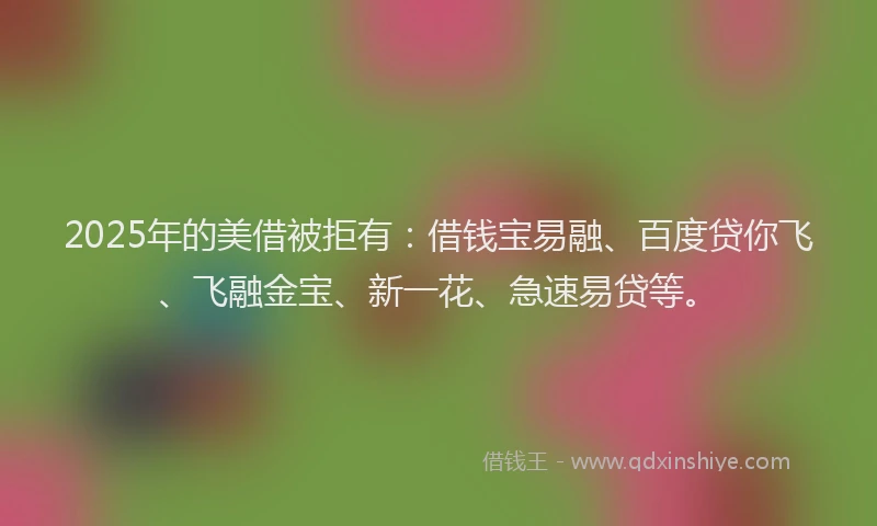 2025年的美借被拒有：借钱宝易融、百度贷你飞、飞融金宝、新一花、急速易贷等。