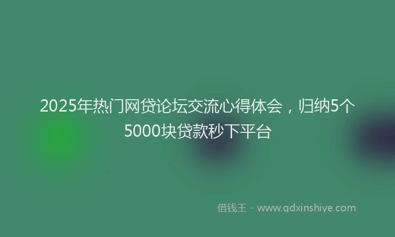 2025年热门网贷论坛交流心得体会，归纳5个5000块贷款秒下平台