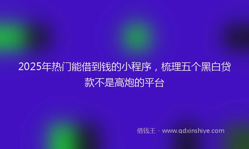 2025年热门能借到钱的小程序，梳理五个黑白贷款不是高炮的平台