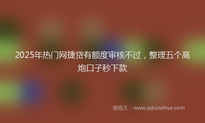 2025年热门网捷贷有额度审核不过，整理五个高炮口子秒下款