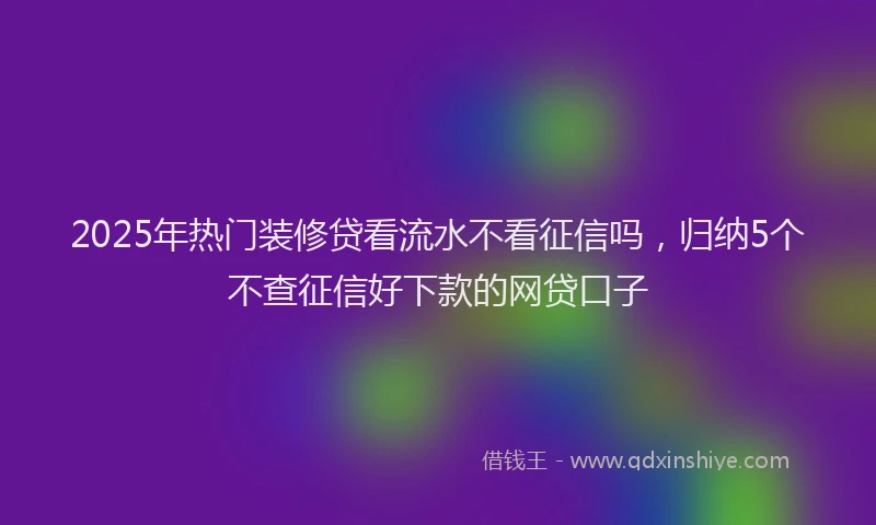 2025年热门装修贷看流水不看征信吗，归纳5个不查征信好下款的网贷口子