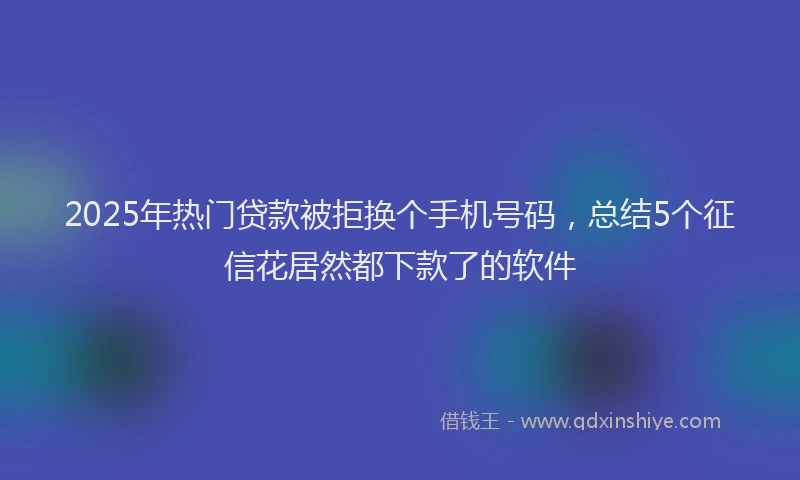 2025年热门贷款被拒换个手机号码，总结5个征信花居然都下款了的软件