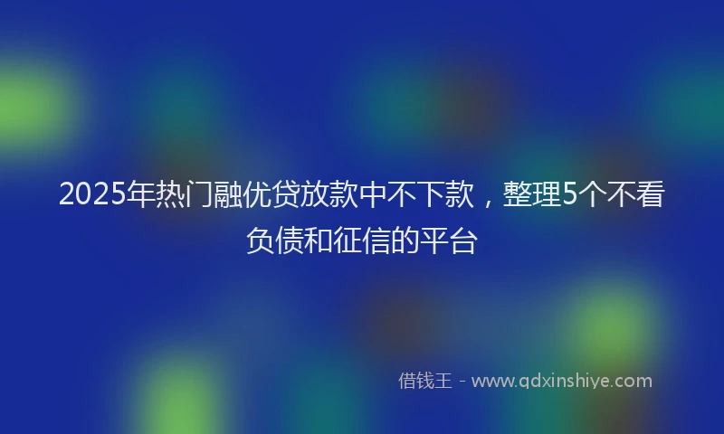 2025年热门融优贷放款中不下款，整理5个不看负债和征信的平台