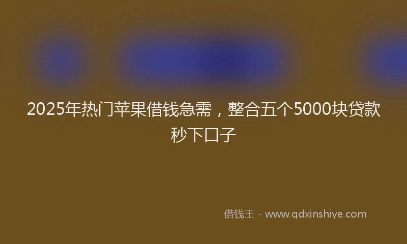 2025年热门苹果借钱急需，整合五个5000块贷款秒下口子