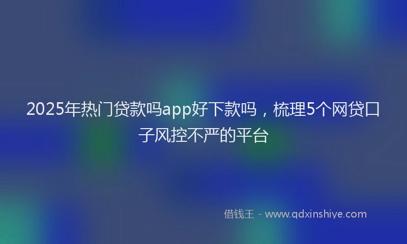 2025年热门贷款吗app好下款吗，梳理5个网贷口子风控不严的平台