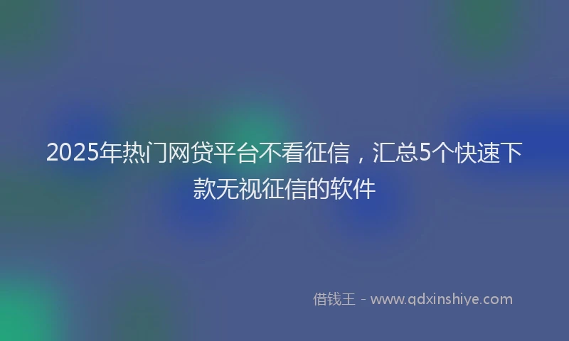 2025年热门网贷平台不看征信，汇总5个快速下款无视征信的软件