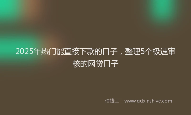 2025年热门能直接下款的口子，整理5个极速审核的网贷口子
