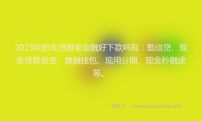 2025年的车贷蔚来金融好下款吗有：甄信贷、现金贷易借宝、慧融钱包、现用分期、现金秒融途等。
