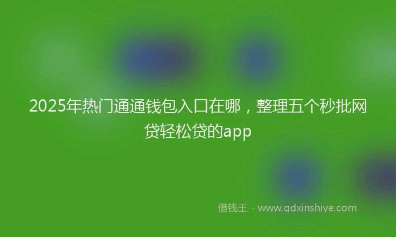 2025年热门通通钱包入口在哪，整理五个秒批网贷轻松贷的app