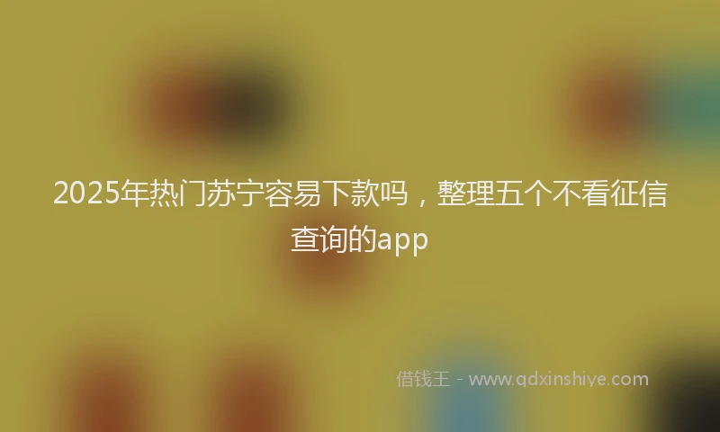 2025年热门苏宁容易下款吗，整理五个不看征信查询的app
