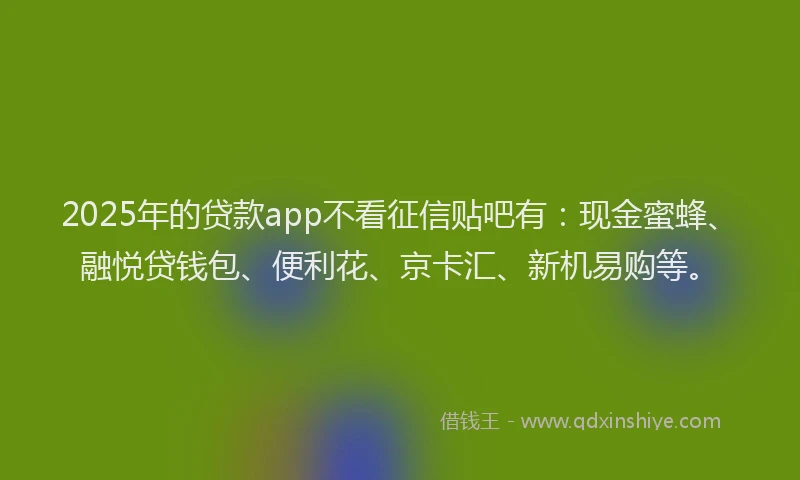 2025年的贷款app不看征信贴吧有：现金蜜蜂、融悦贷钱包、便利花、京卡汇、新机易购等。