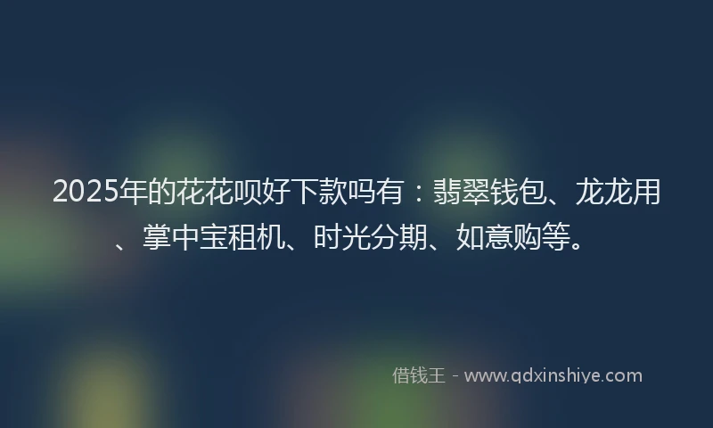 2025年的花花呗好下款吗有：翡翠钱包、龙龙用、掌中宝租机、时光分期、如意购等。