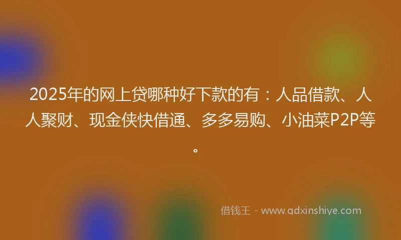 2025年的网上贷哪种好下款的有：人品借款、人人聚财、现金侠快借通、多多易购、小油菜P2P等。