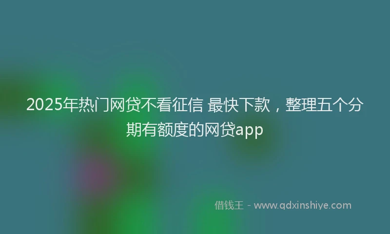 2025年热门网贷不看征信 最快下款，整理五个分期有额度的网贷app