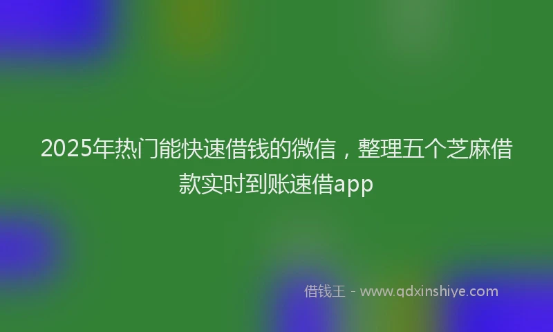 2025年热门能快速借钱的微信，整理五个芝麻借款实时到账速借app