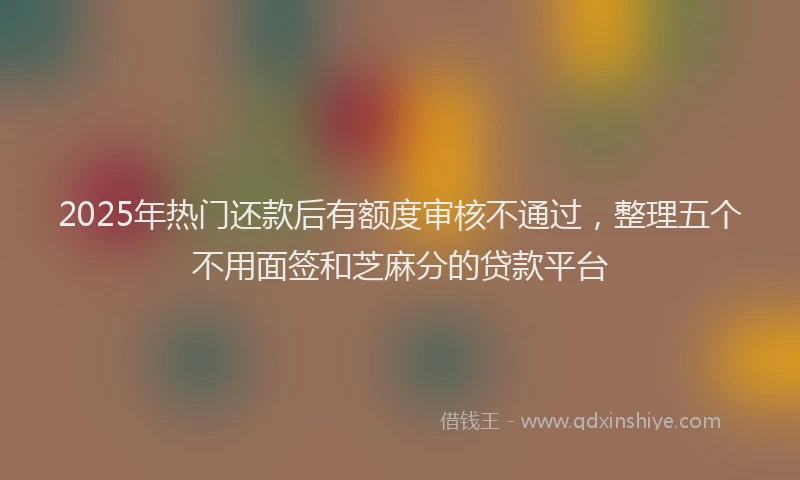 2025年热门还款后有额度审核不通过，整理五个不用面签和芝麻分的贷款平台