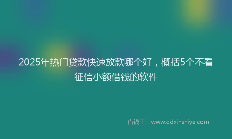 2025年热门贷款快速放款哪个好，概括5个不看征信小额借钱的软件