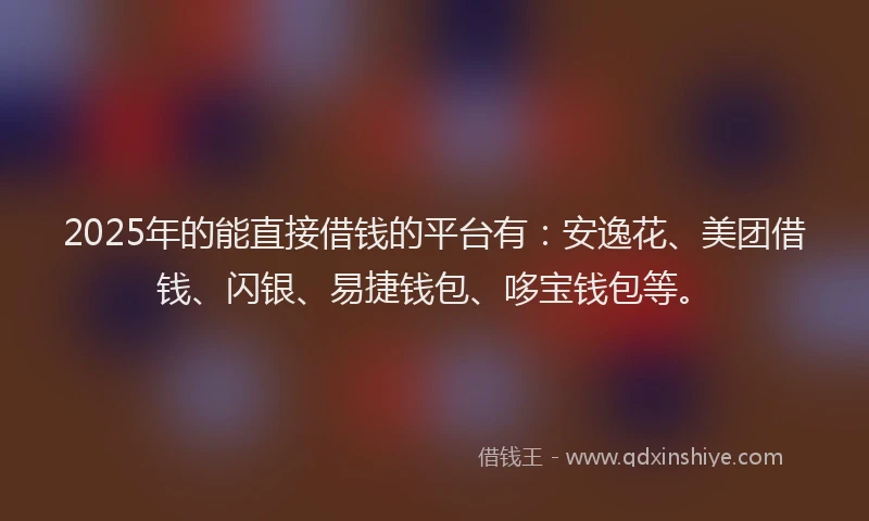 2025年的能直接借钱的平台有：安逸花、美团借钱、闪银、易捷钱包、哆宝钱包等。