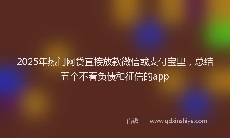 2025年热门网贷直接放款微信或支付宝里，总结五个不看负债和征信的app