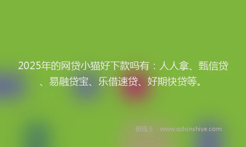 2025年的网贷小猫好下款吗有：人人拿、甄信贷、易融贷宝、乐借速贷、好期快贷等。