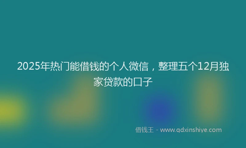 2025年热门能借钱的个人微信，整理五个12月独家贷款的口子