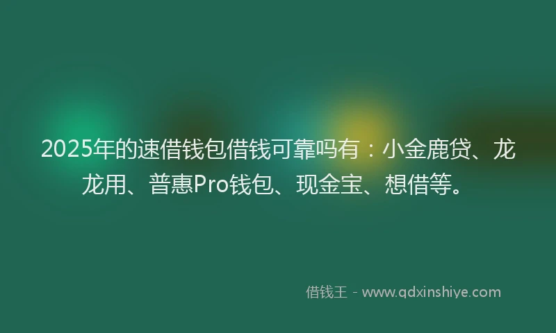 2025年的速借钱包借钱可靠吗有：小金鹿贷、龙龙用、普惠Pro钱包、现金宝、想借等。